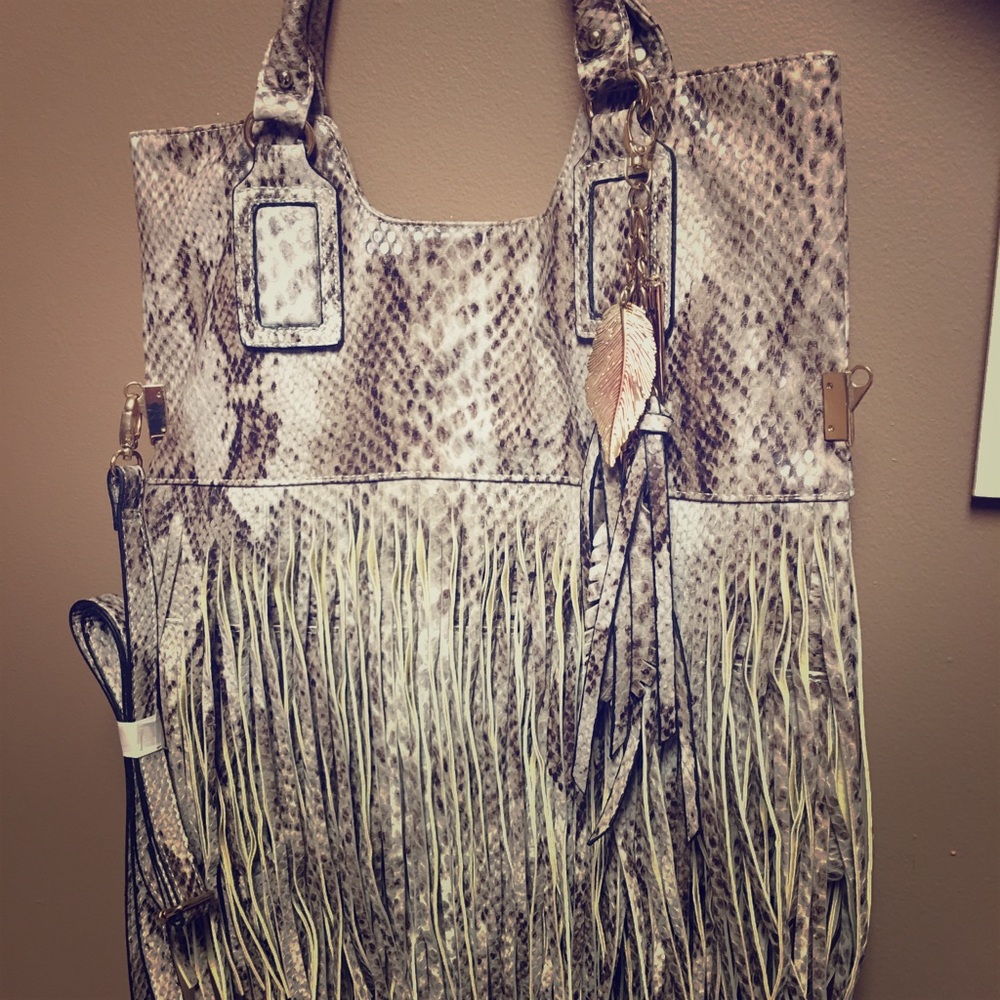 ALDO faux snake skin fringe pocketbook